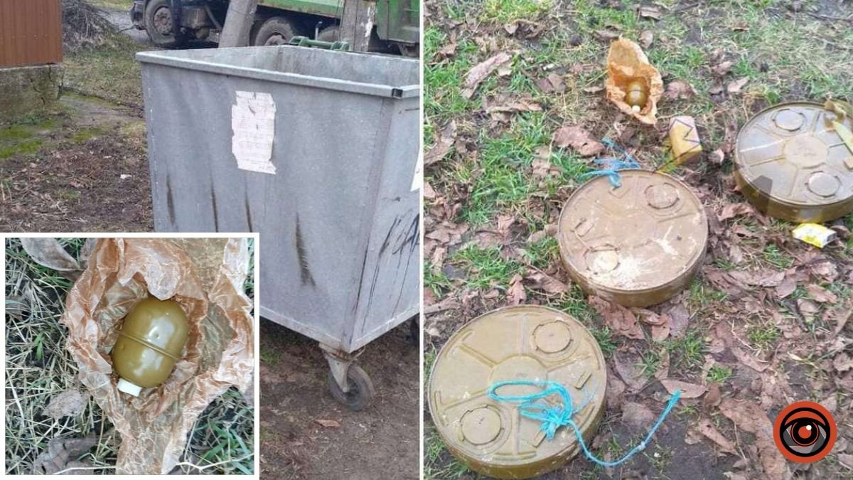 В Днепре в мусорном баке нашли около двухсот гранат, мин и шашек