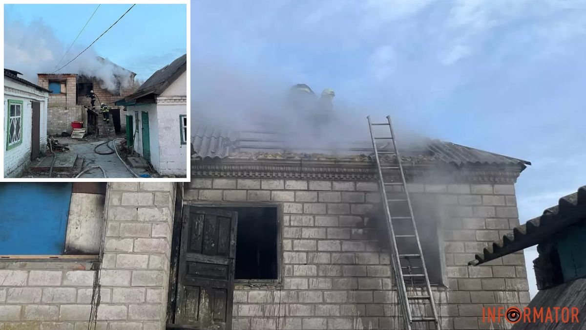 С крыши выбивалось пламя: в Днепре горел дом