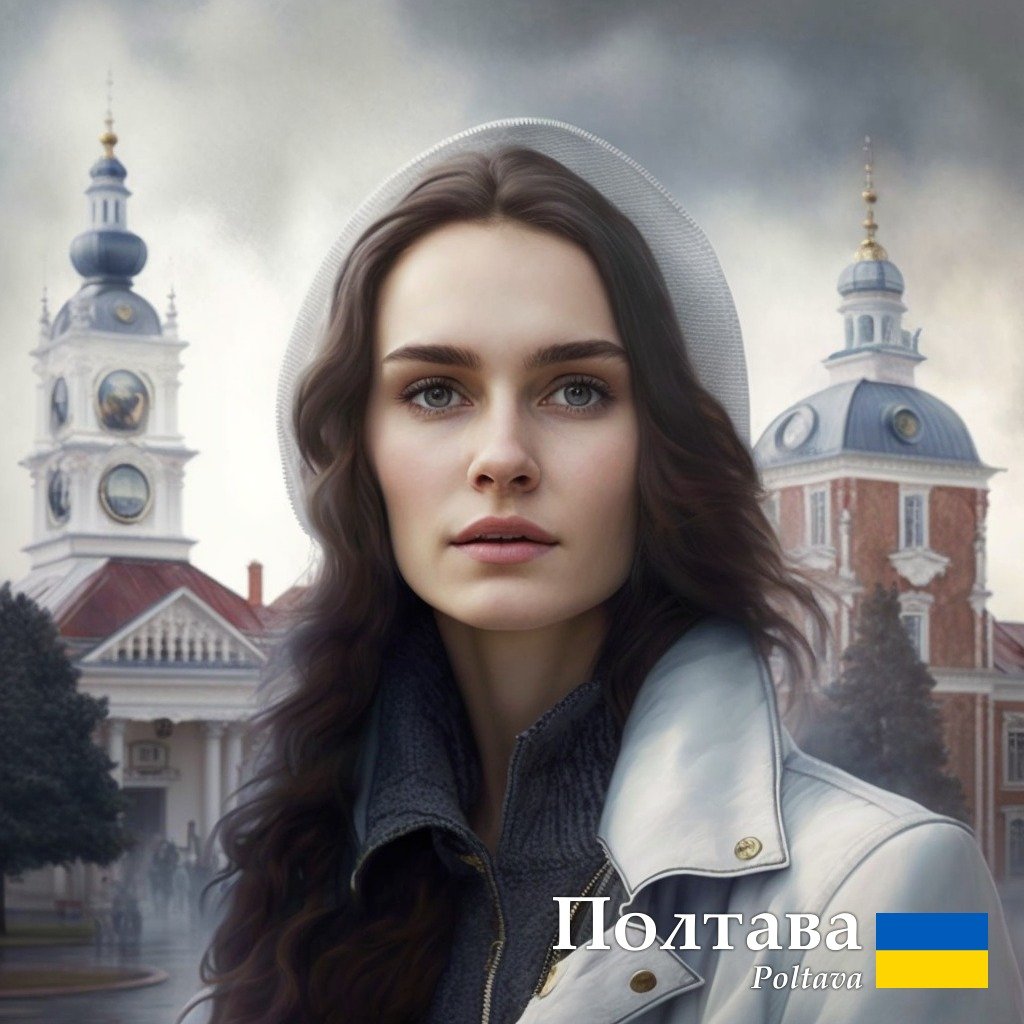 ШІ зобразив Полтаву в образі молодої дівчини на тлі історичного центру міста