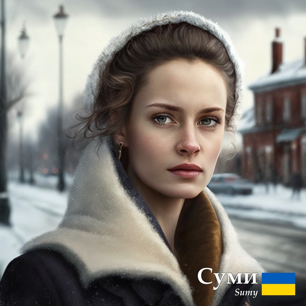 Суми ШІ зобразив засмученою молодою жінкою в зимовому вбранні