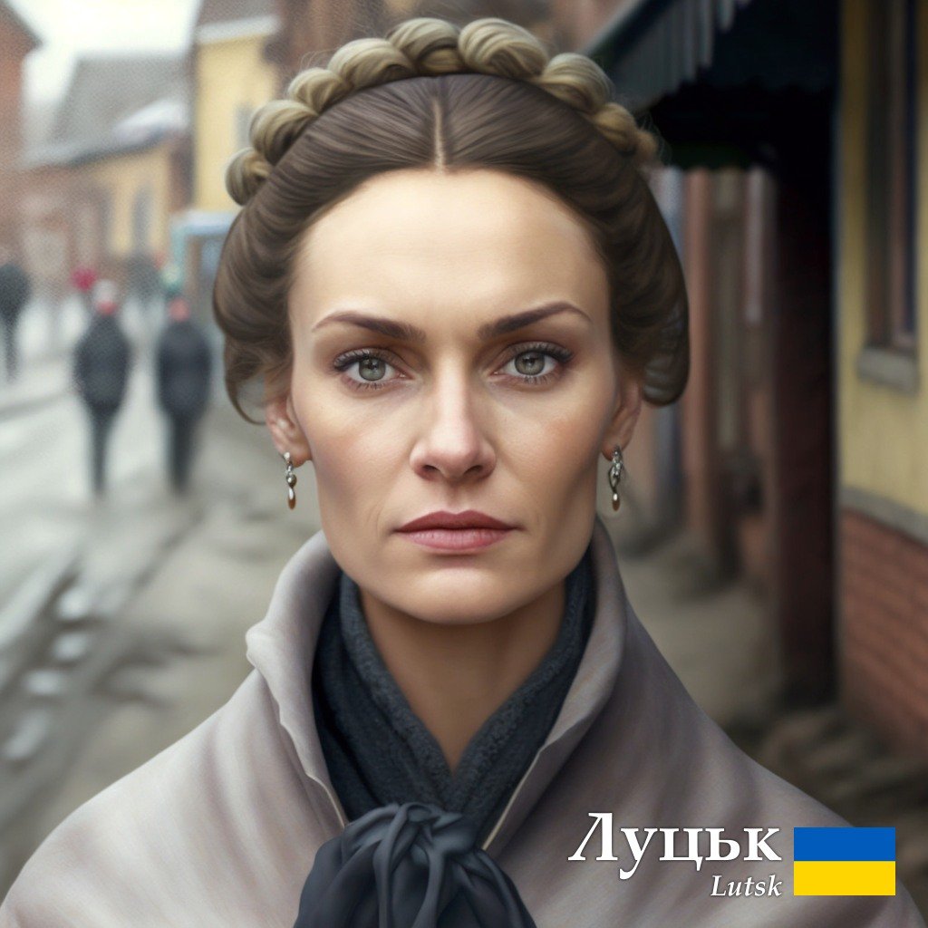 Луцьк постає в образі жінки з заплетеним волоссям 