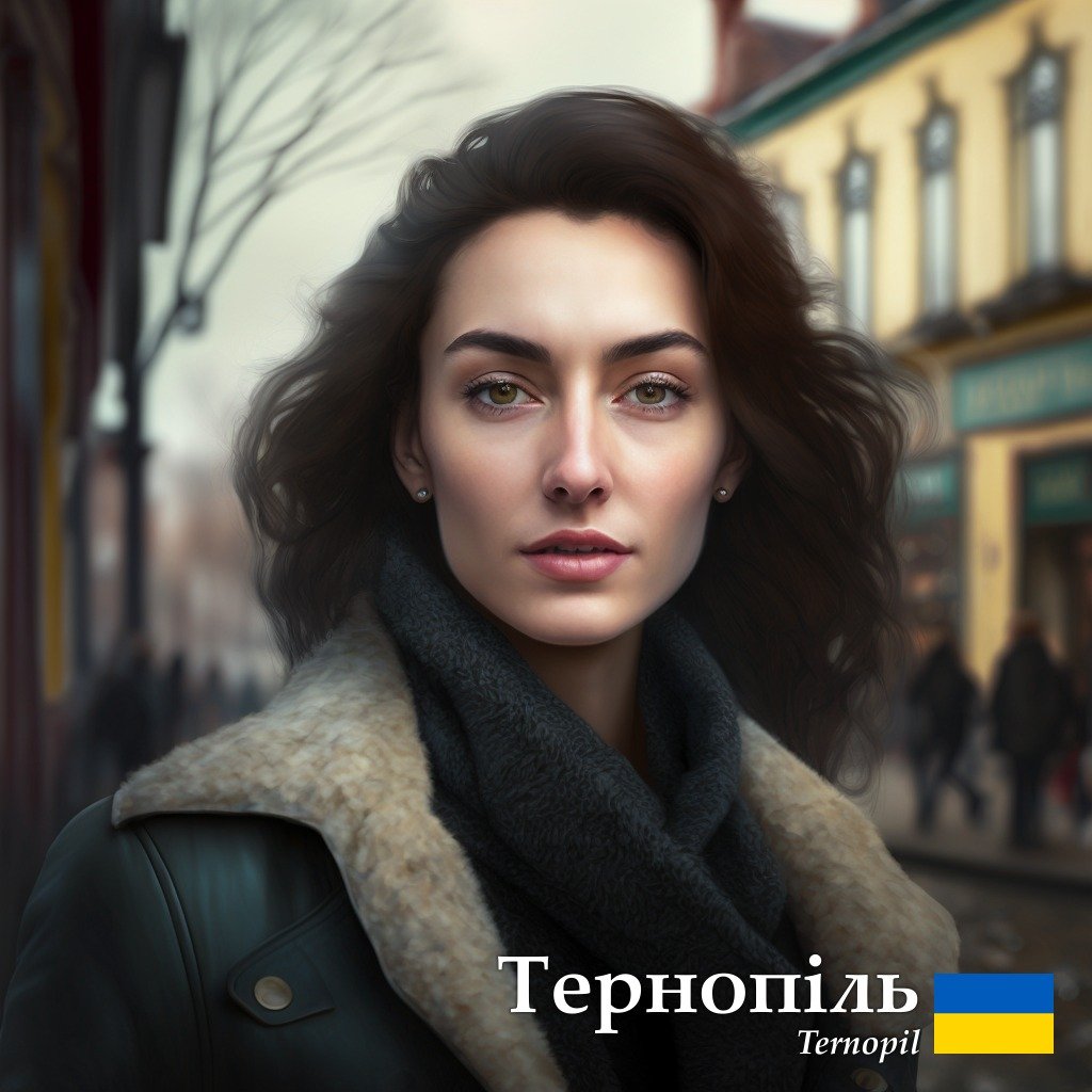 Тернопіль нейромережа уявляє в образі кароокої рішучої галичанки