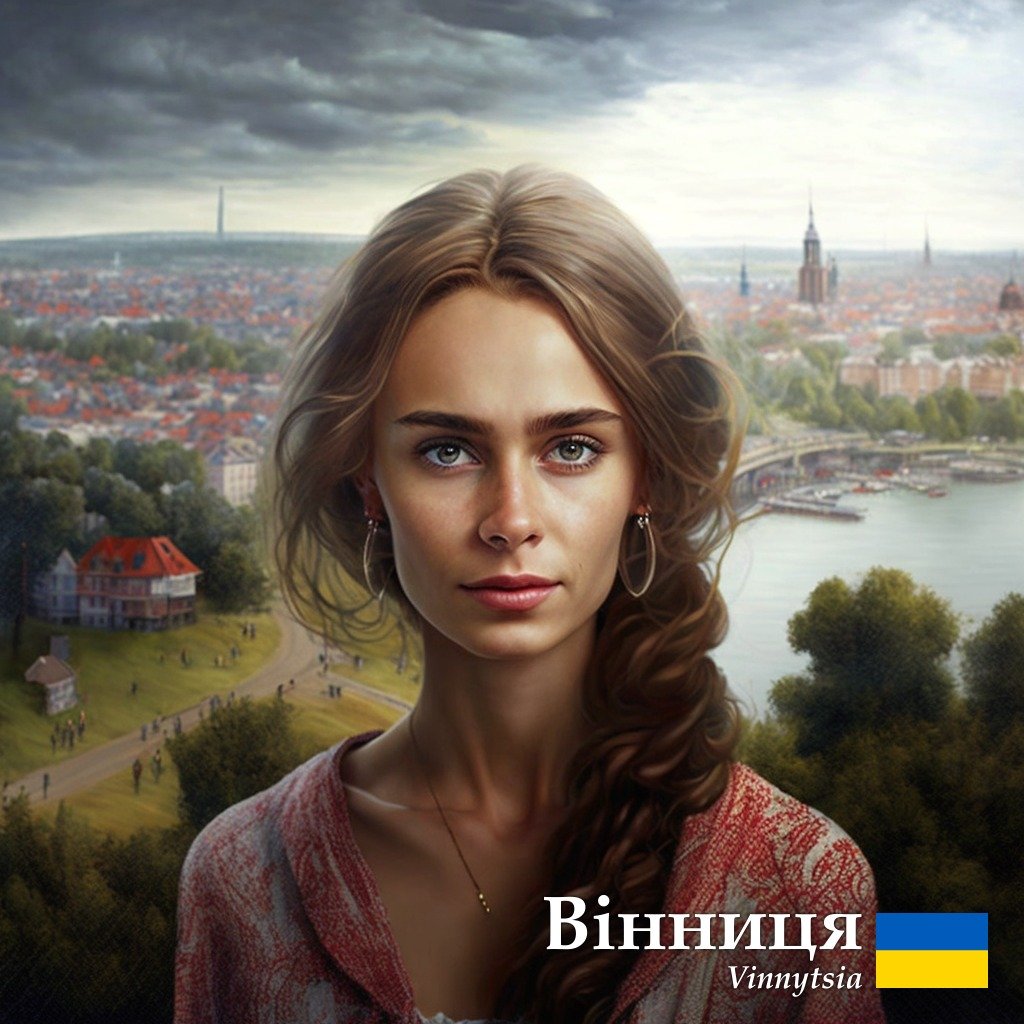 Вінниця зображена на тлі панорами міста