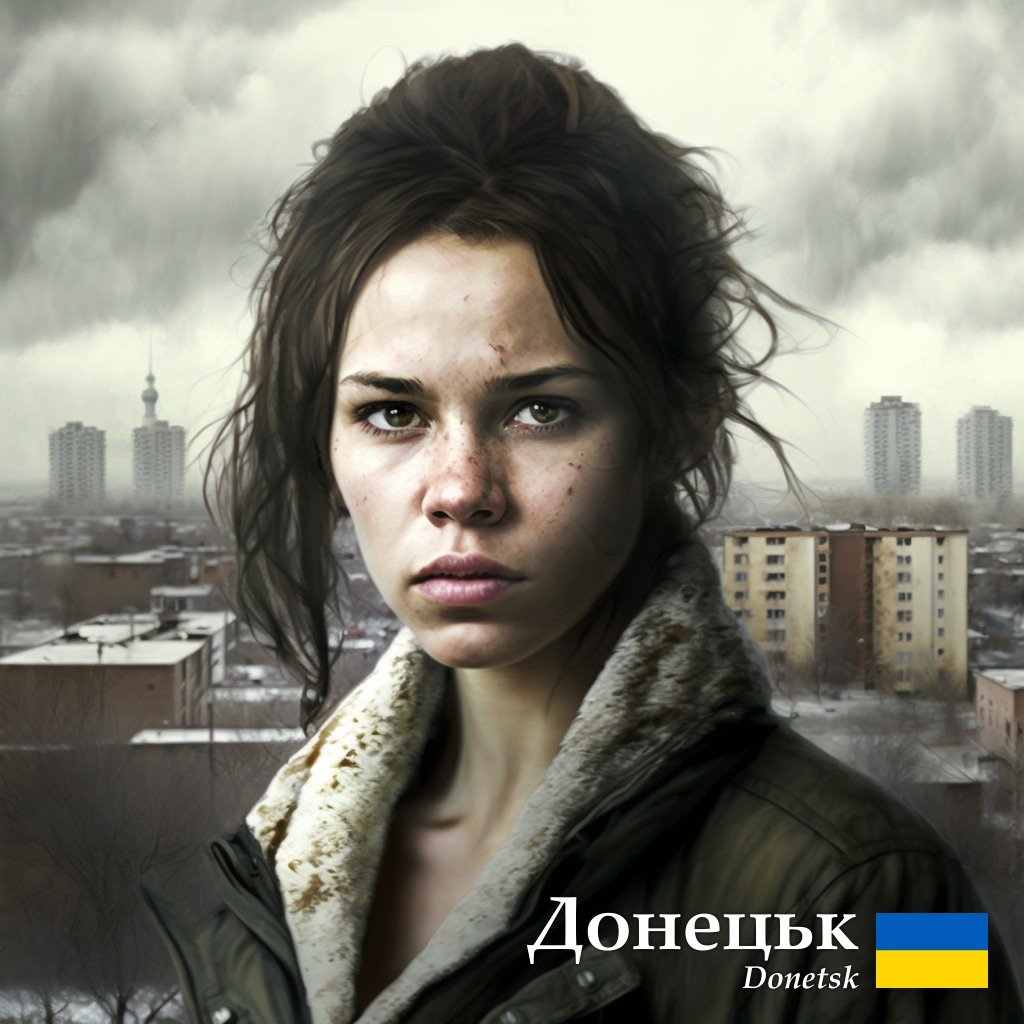 Донецьк ШІ уявляє в образі виснаженої молодої жінки