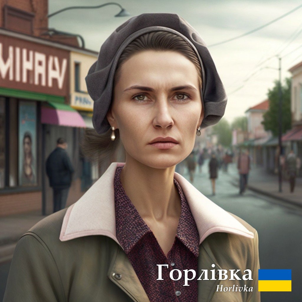 Нейромережа показала Горлівку жінкою, яка в тривозі насупила брови 