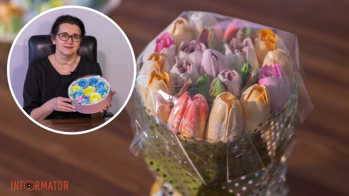 Пельмени, кактусы, тюльпаны и суши: в Днепре женщина производит удивительные зефирные букеты и сладкие подарки.