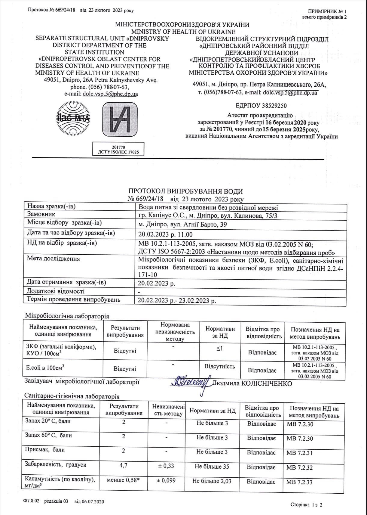 Перевірка якості води в свердловині Перевірка якості води в свердловині