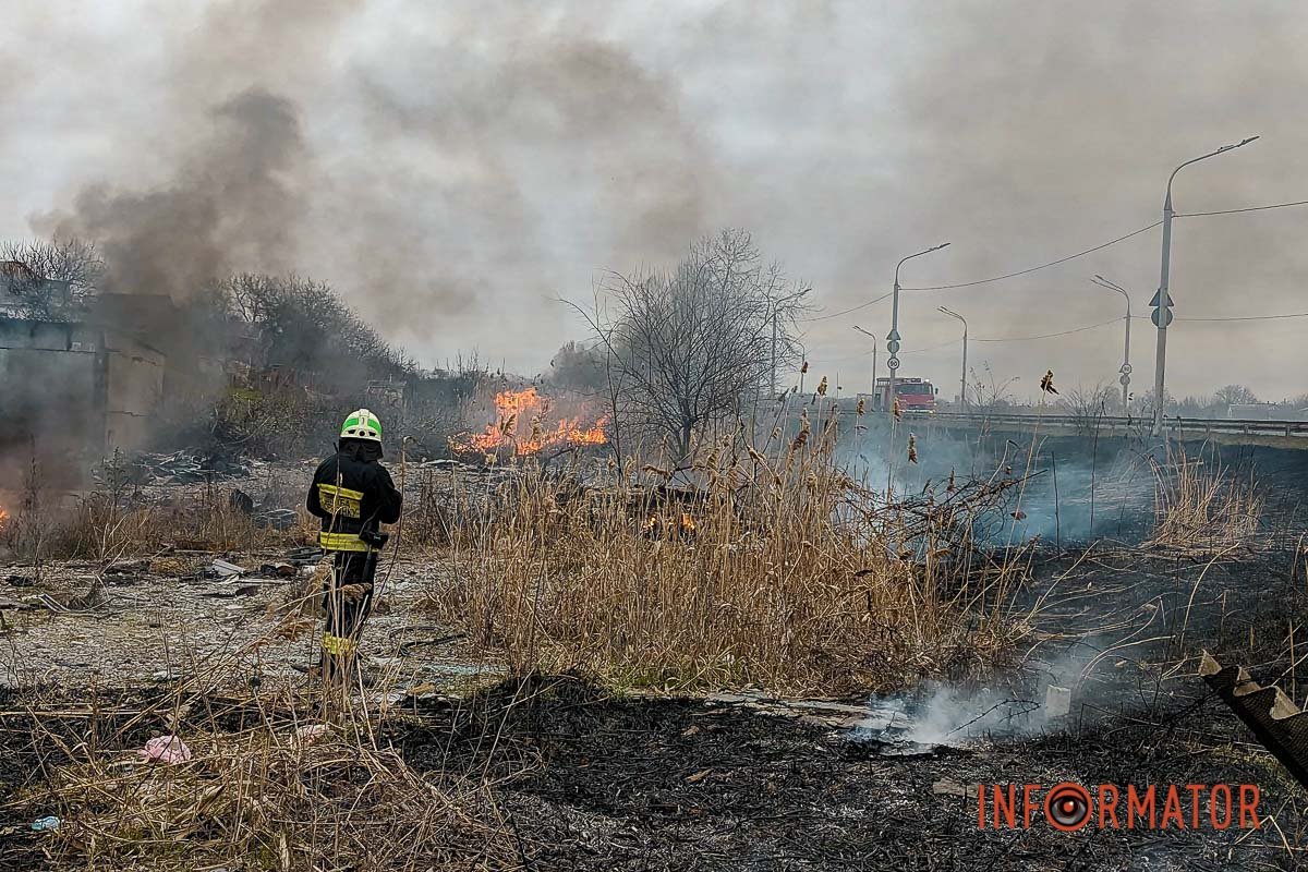 Загорівся сухий очерет 