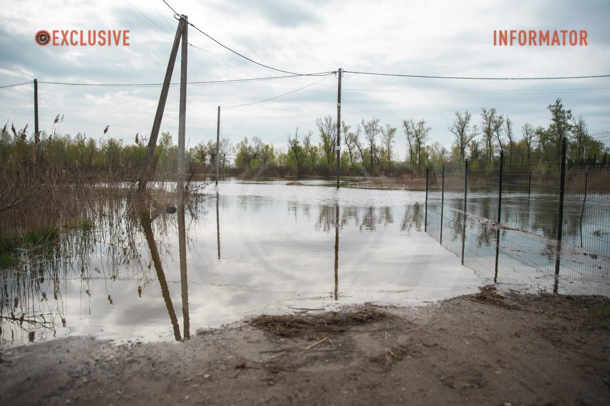 Затоплена вулиця Прибережна в Обухівці