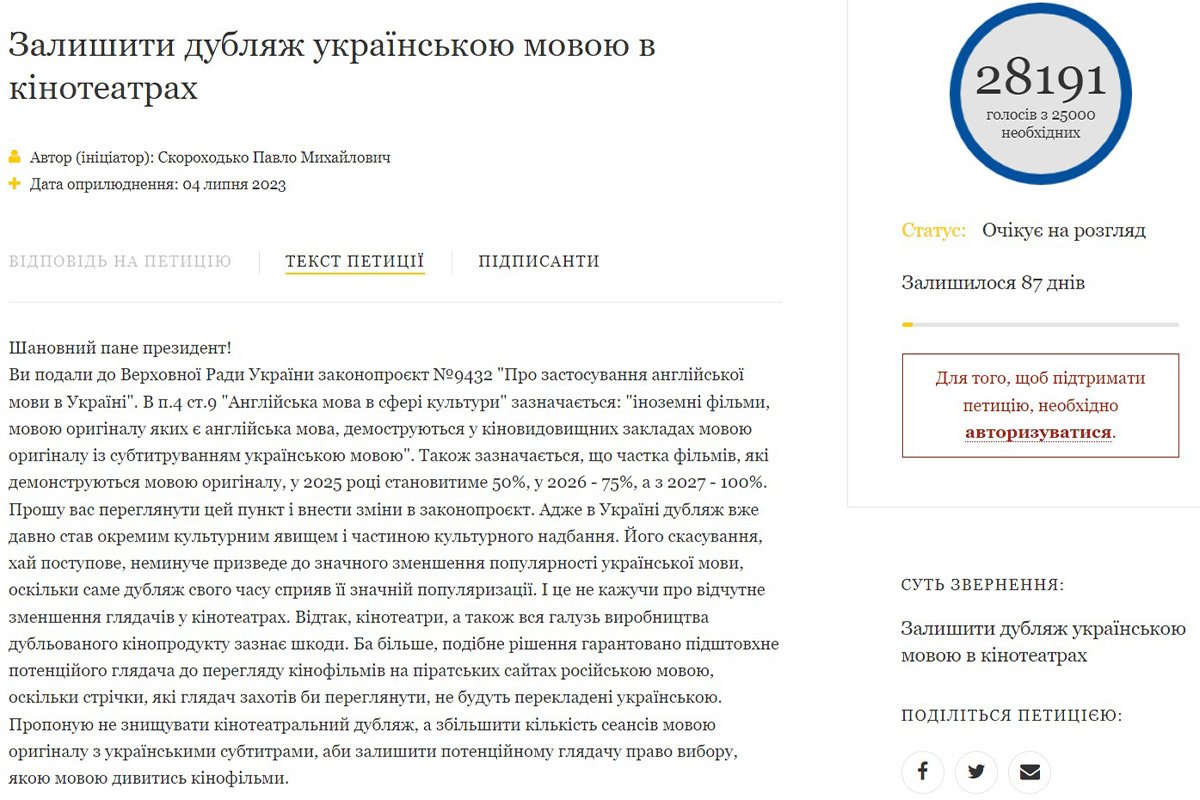 Текст петиції Текст петиції