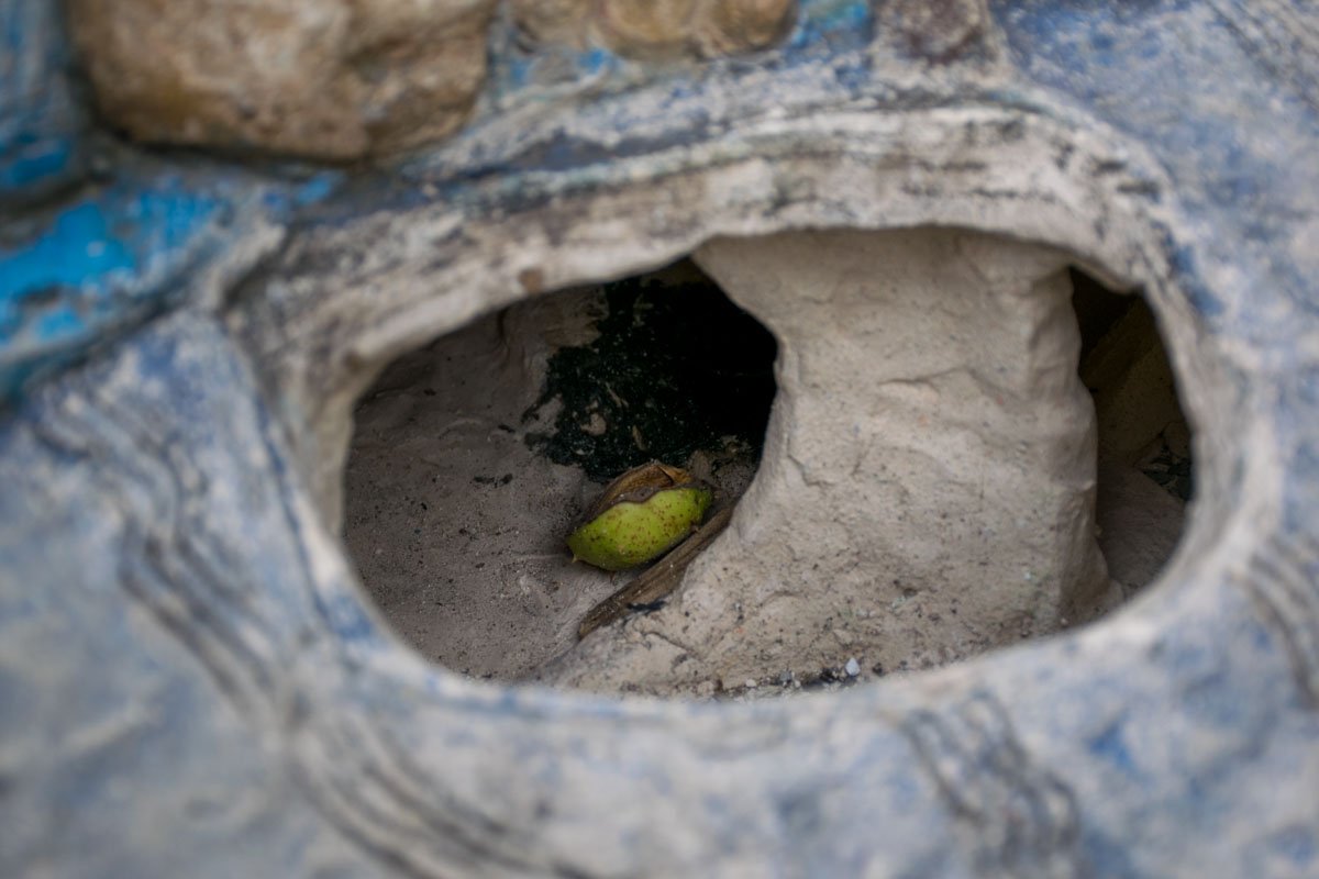 В дыру, которая образовалась на месте украденного аксессуара, попадает всякий мусор