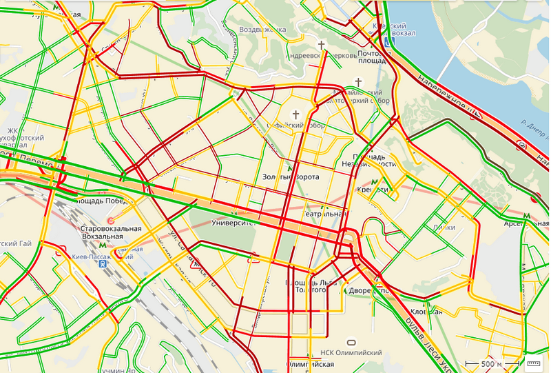 В самом центре Киева проехать на машине практически невозможно