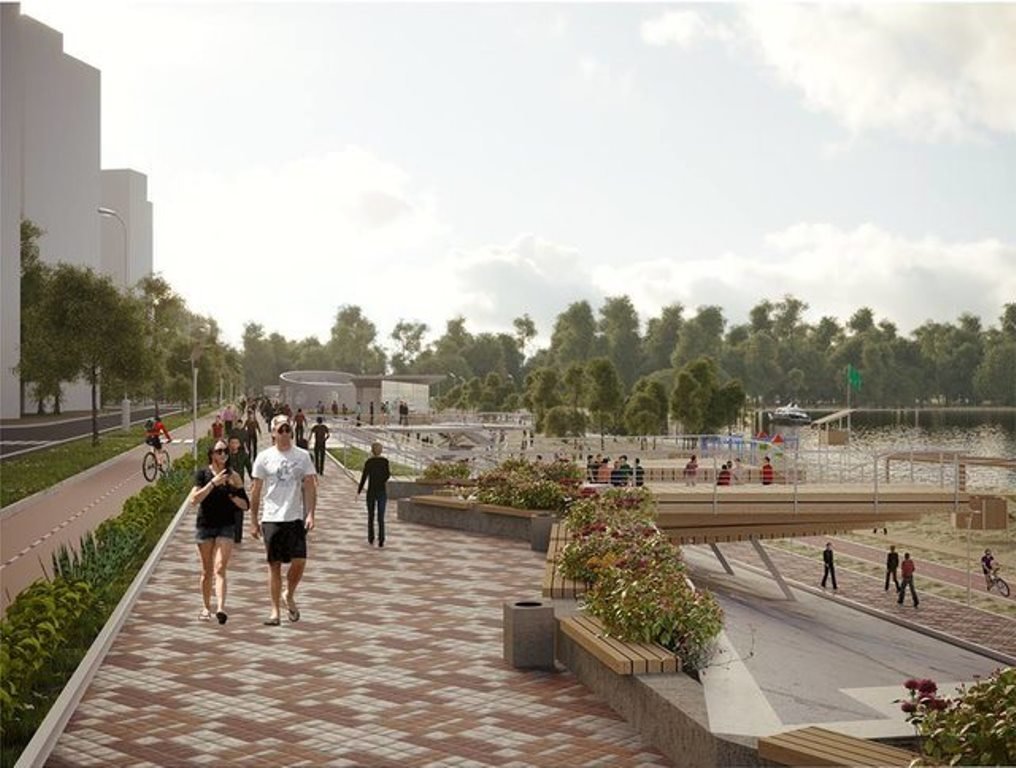 Дизайн верхней части Оболонской набережной по ул. Приречная