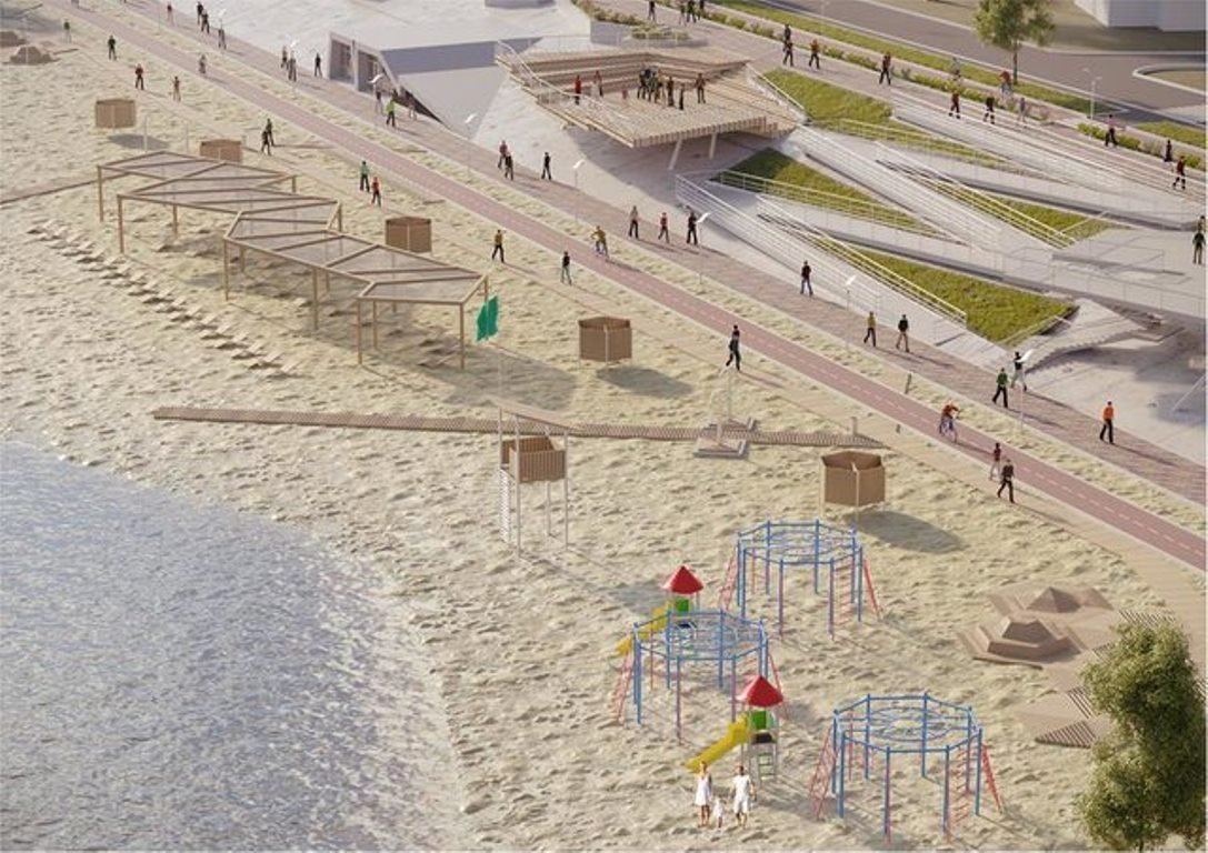 Дизайн пляжной зоны Оболонской набережной по ул. Приречная