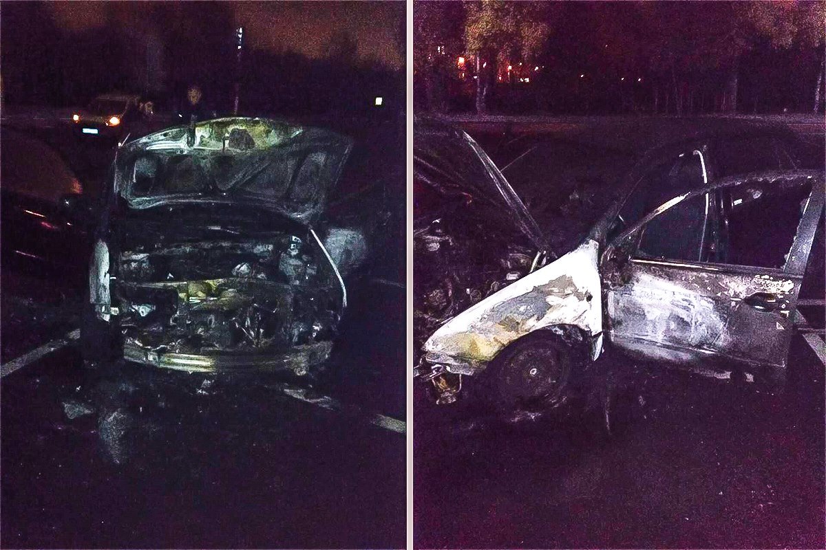 Сгоревшие в ночь на 7 ноября машины