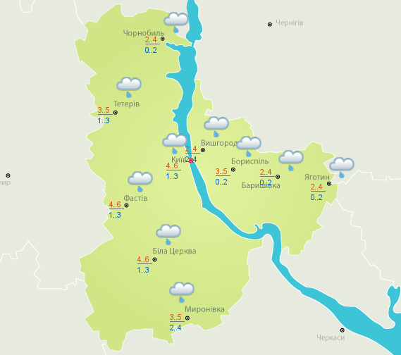 Погода на 18 ноября в Киеве