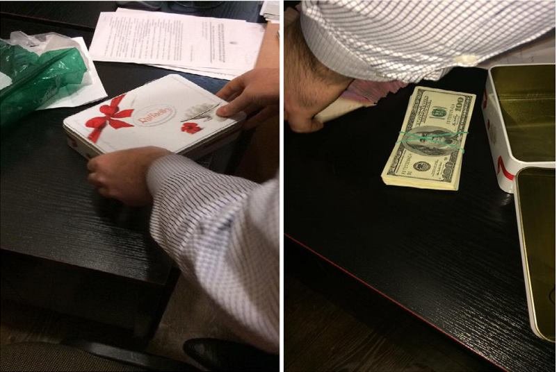 Взятку спрятали в коробке из под конфет Raffaello