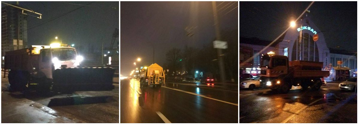 Всю ночь работники "Киевавтодор" обрабатывали дороги посыпочными материалами Всю ночь работники "Киевавтодор" обрабатывали дороги посыпочными материалами