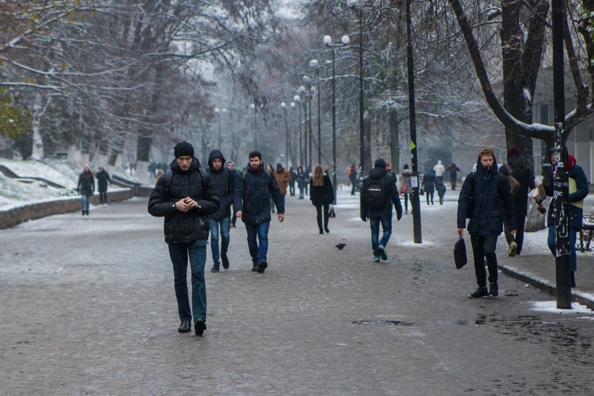 На улице холодно, но парки не опустели