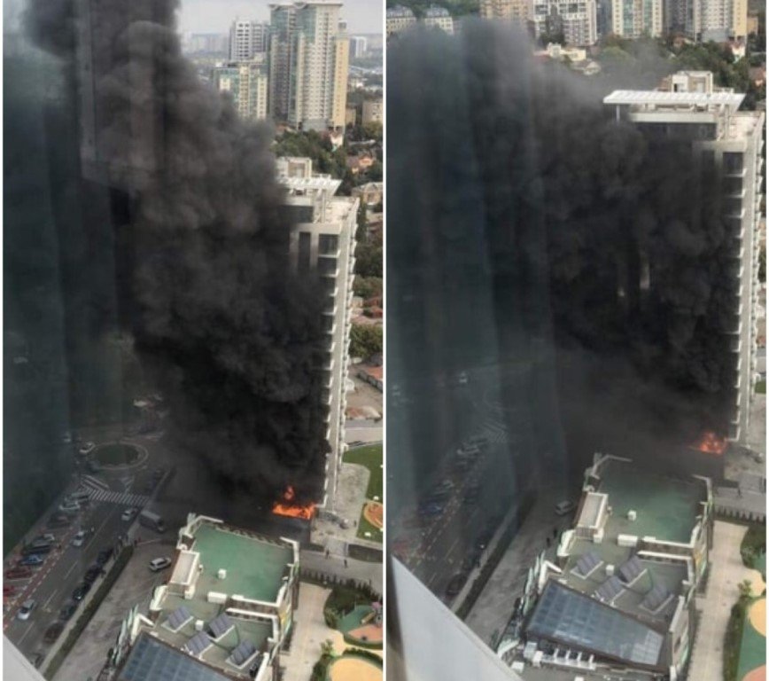 В ЖК Новопечерские Липки по адресу Драгомирова, 11 вспыхнул пожар