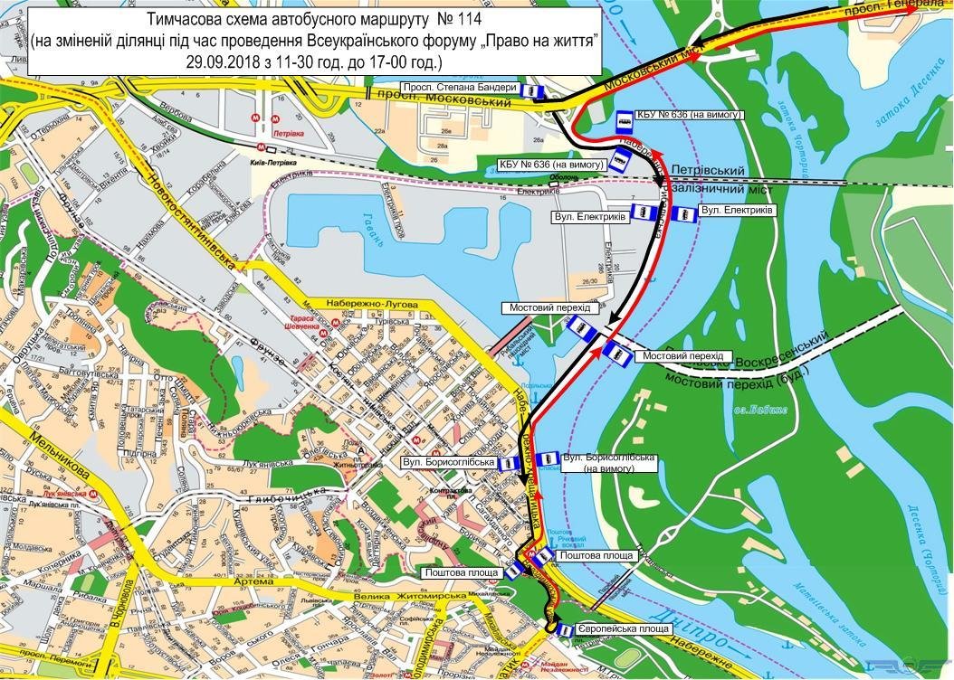 Временная схема движения автобусов №114