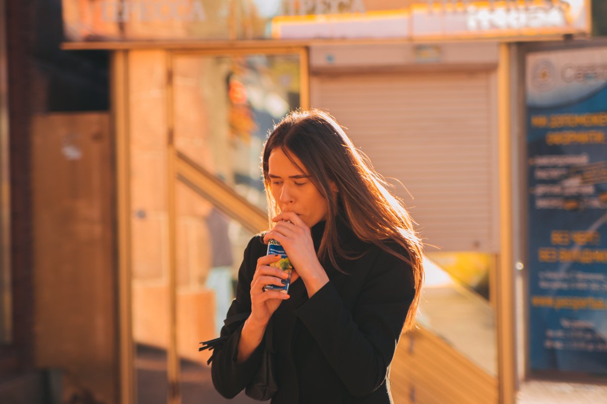 Никакого кофе, только витамины и сок