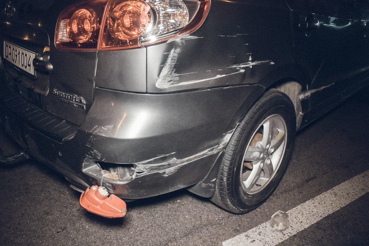 Hyundai Santafe врезался в отбойник Hyundai Santafe врезался в отбойник