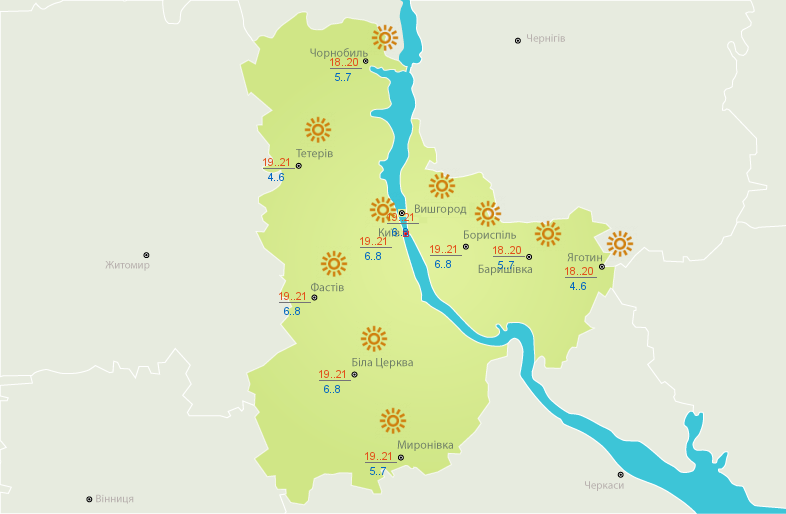 Погода в Киеве на 19 октября