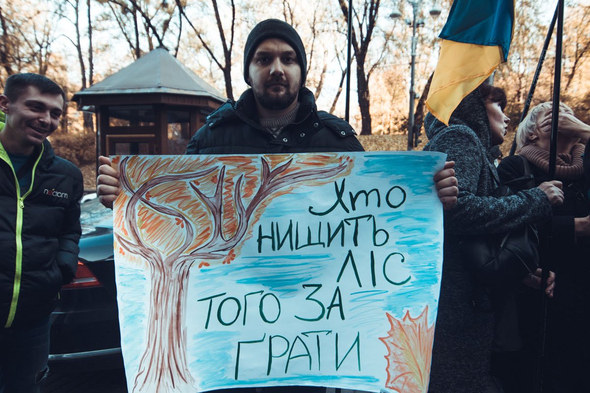 Под зданием Кабинета министров Украины прошел митинг против незаконной вырубки лесов под Киевом