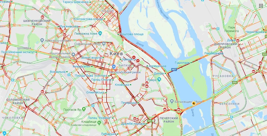 В Киеве образовались сильные 8-балльные пробки