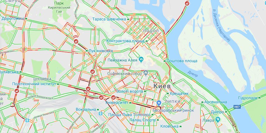 Дорожная ситуация в центре Киева