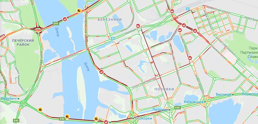 Пробки на Южном мосту и мосту Метро