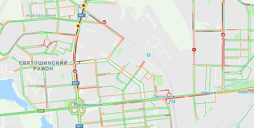 Большие заторы в Святошинском районе
