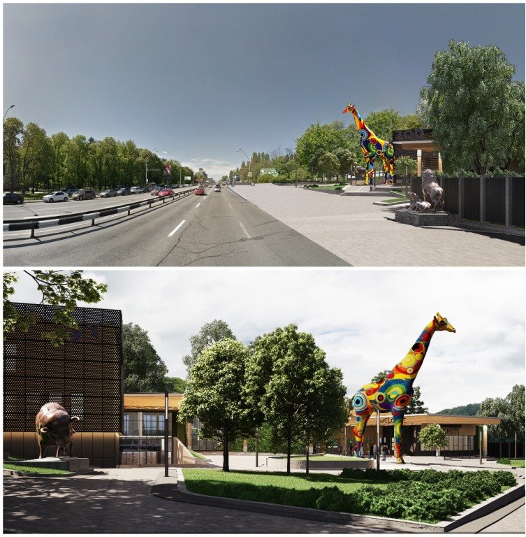 Гигантский жираф встретит вас у входа в зоопарк