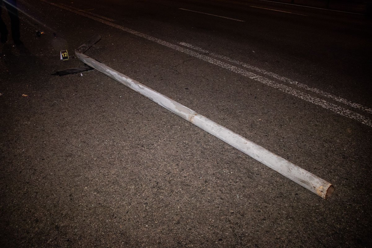 В результате чего машина снесла деревья, столб, столкнулась с электрической опорой и ударилась об ограждение подземного перехода