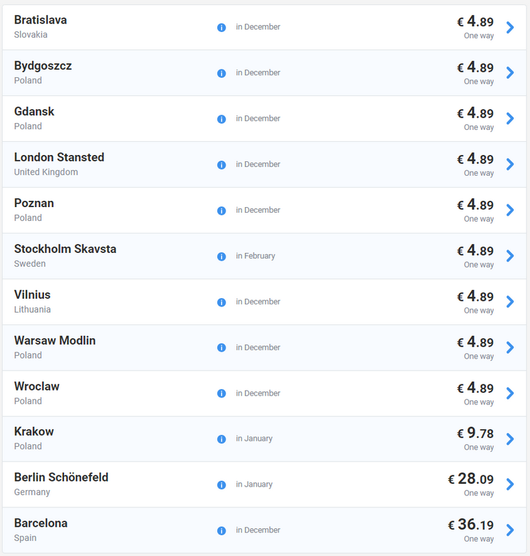 На сайте Ryanair доступны билеты за 5 евро