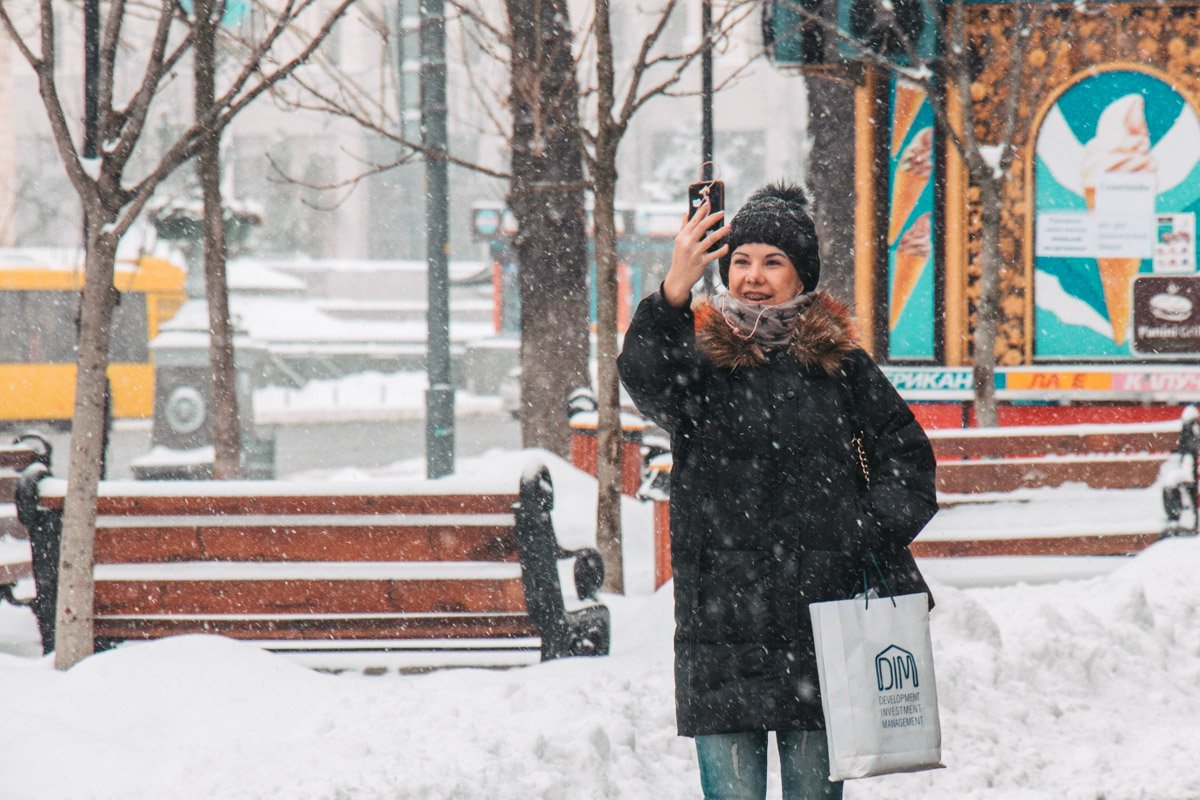 Кажется, что зима в Киеве создана для ярких селфи