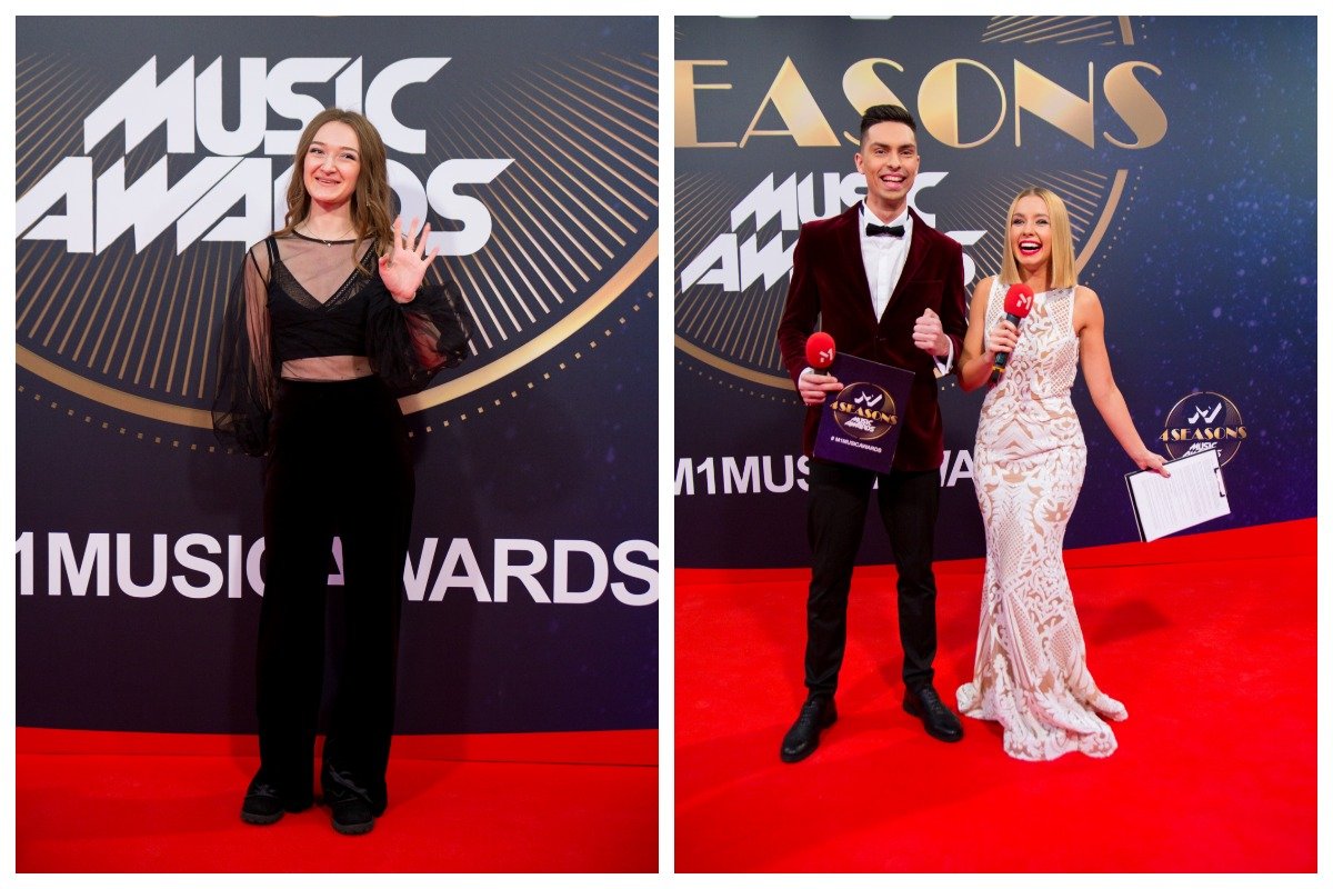 Ведущая Русского Радио Украина Александра Шабалина и ведущие церемонии Маша Виноградова и Андрей Черновол