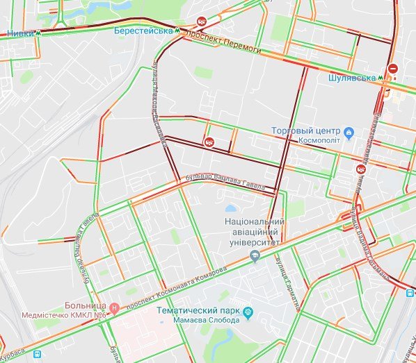 Соломенский и Святошинский районы не так загружены, хотя и там наблюдаются пробки Соломенский и Святошинский районы не так загружены, хотя и там наблюдаются пробки