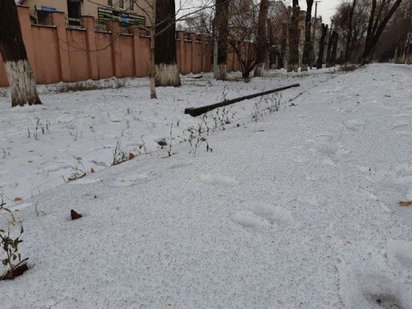 Грязный снег выпал в Кривом Роге