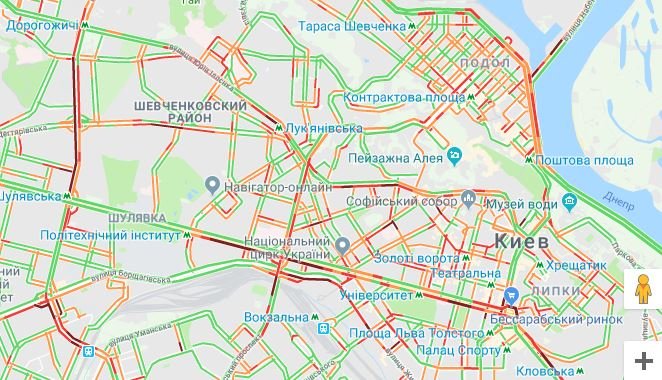 Небольшие тянучки традиционно наблюдаются в центре Киева 