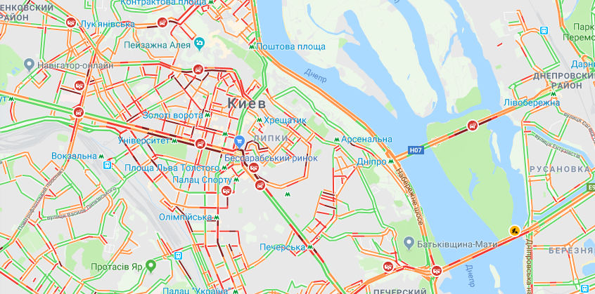 Хуже всего ситуация обстоит в центре Киева Хуже всего ситуация обстоит в центре Киева