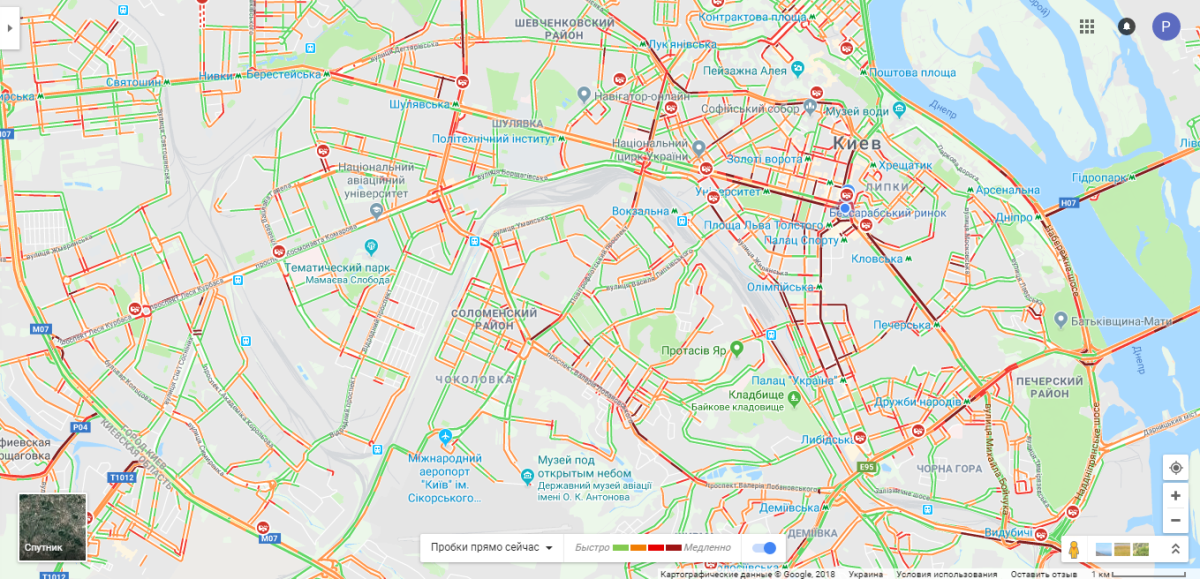 Состоянием на 19:20 центр столицы остановился