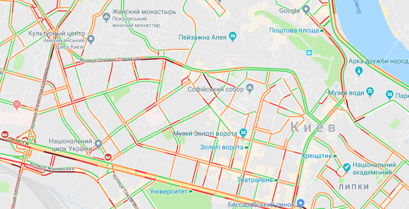 Пока что пробки в Киеве не превышают 6 баллов Пока что пробки в Киеве не превышают 6 баллов