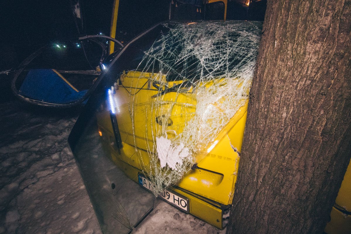 Автобус "Богдан" врезался в дерево Автобус "Богдан" врезался в дерево
