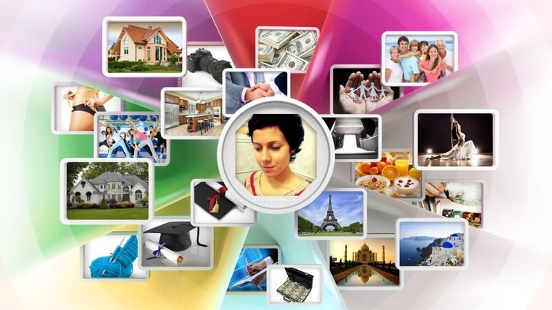 В центре своей карты можно поместить фото самых важных вещей или же свой портрет