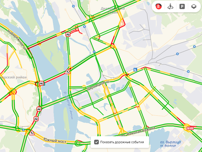 Дарницкий мост едет свободно, в отличие от остальных 