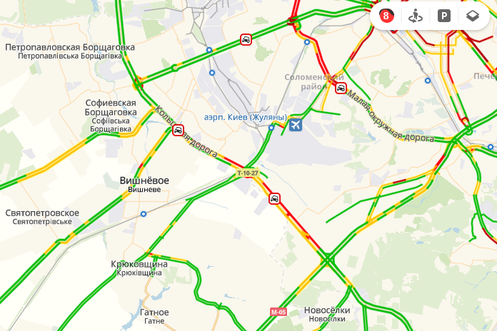 Кольцевая и Окружная "стоят" из-за ДТП