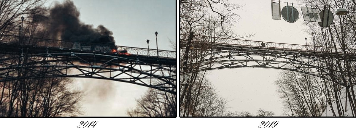 Во время Революции Достоинства митингующие забросали мост горящими шинами, чтобы преградить путь спецслужбам к очагу противостояния Во время Революции Достоинства митингующие забросали мост горящими шинами, чтобы преградить путь спецслужбам к очагу противостояния