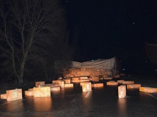 Под Николаевом перевернулась фура перевозившая 6 тысяч живых кур